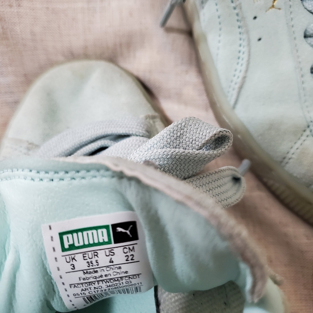 Puma Mint Blue Suede Sneakers US size 4 - Picture 5 of 6